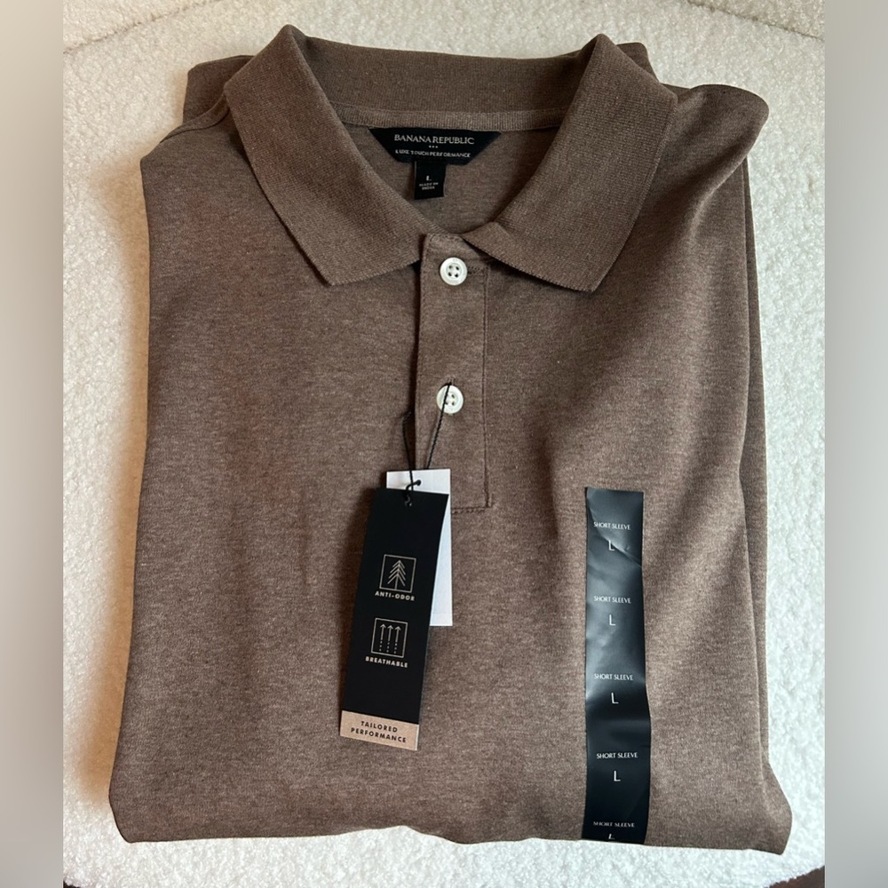 Banana Republic Factory Brown Cotton Polo Shirt